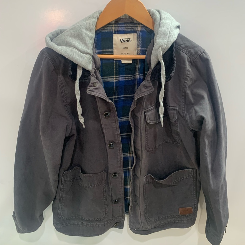 Vans Charcoal Jacket with Blue Plaid Interior 3 in 1 size S Men